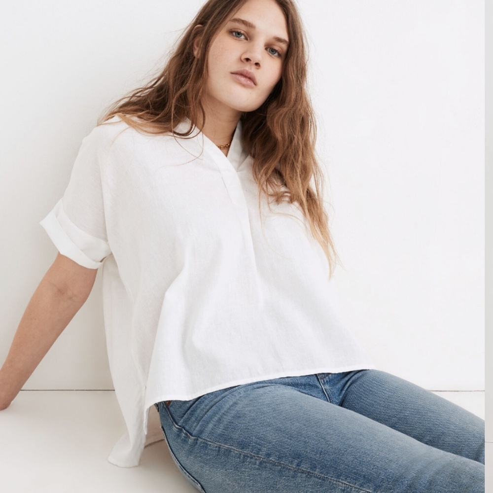 Madewell (Re)sponsible Cotton Lakeline Popover Shirt Lakehouse Cream Size Small